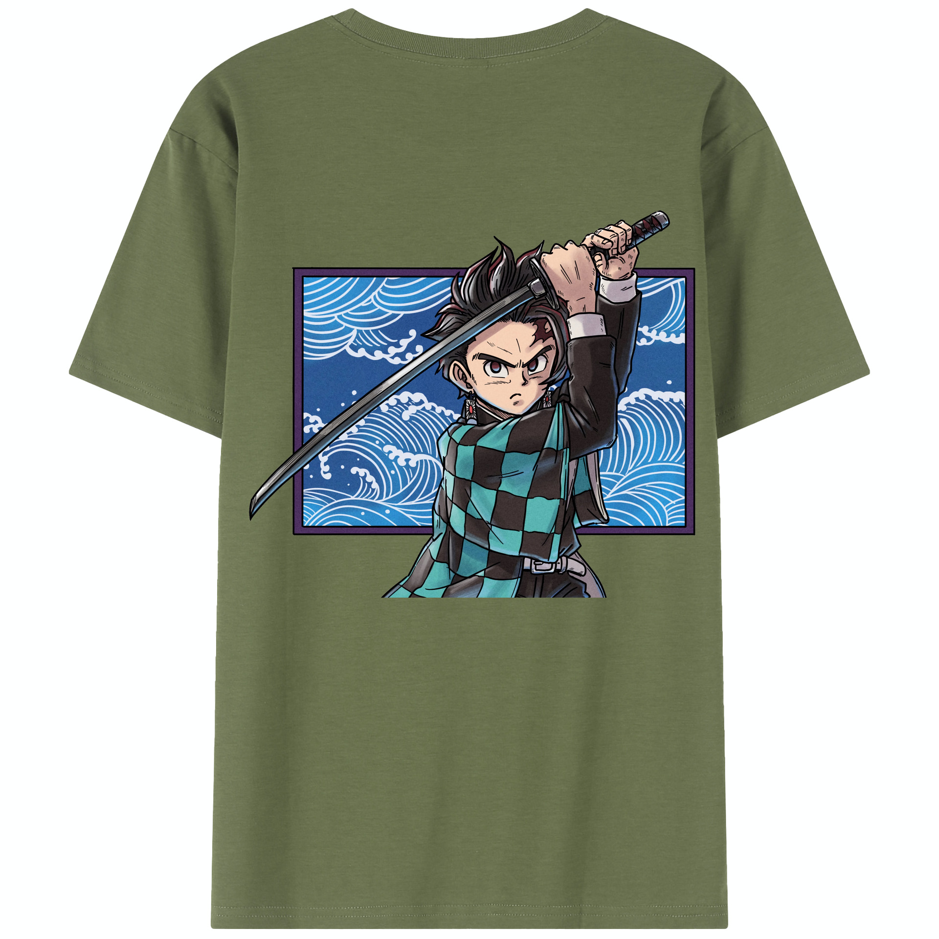 （画像用） 鬼滅の刃 竈門 炭治郎／かまど たんじろう Kamado Tanjirou 綿100％半袖Tシャツ（背面プリント）